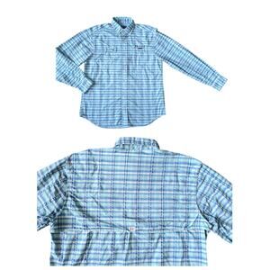 Vineyard Vines Button Down Harbor Performance Shirt M Blue Plaid Coastal Fishing